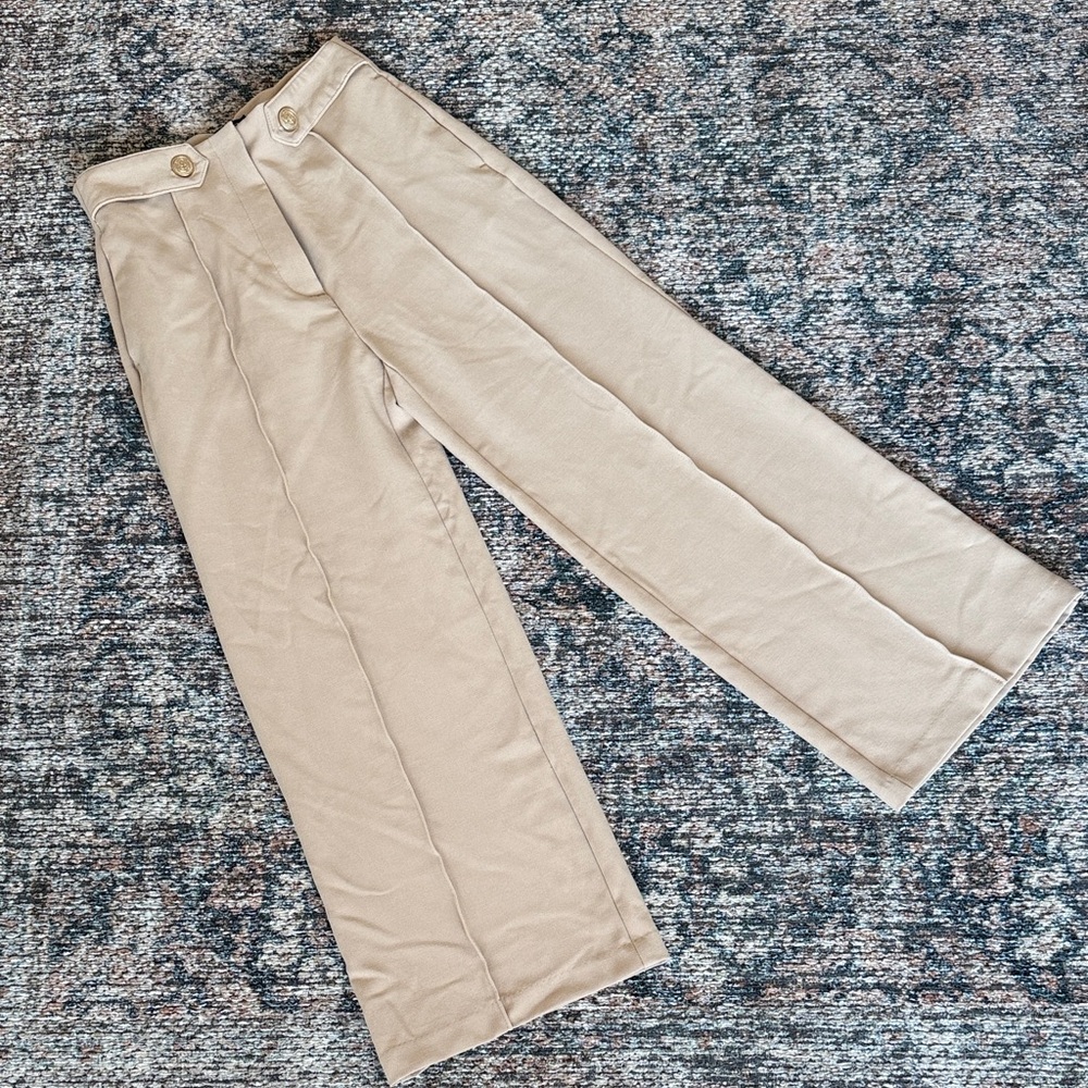 Zara Tan Wide-Leg Trousers